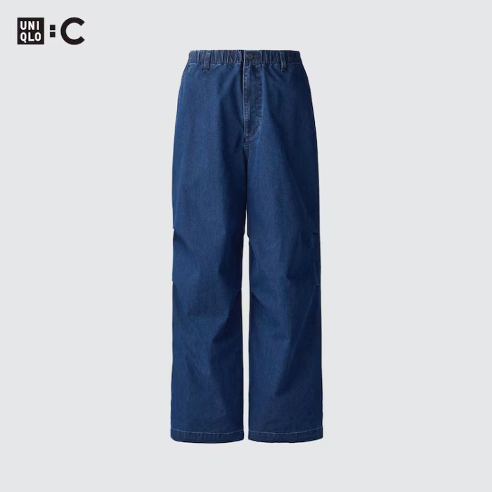 New Uniqlo C Clare Celana Panjang Pria Parasut Fit Lebar Denim Wide Parachute Pants Dark Gray
