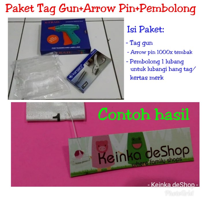 

Jual [READY] PAKET alat tembak harga tag gun tag pin hang tag pembolong kertas