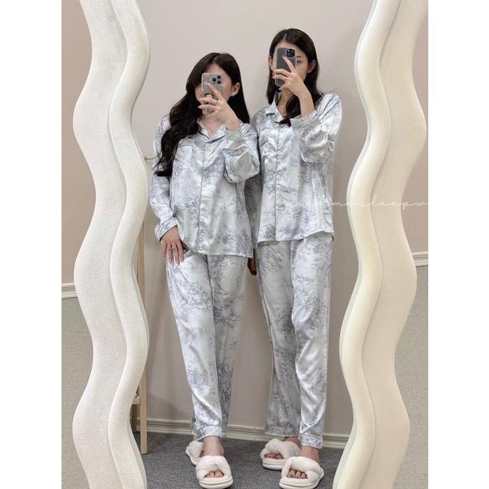 [Pickme] #A06 Baju Tidur Lengan Panjang Stelan Oneset Wanita Baju Tidur Satin Lengan Panjang