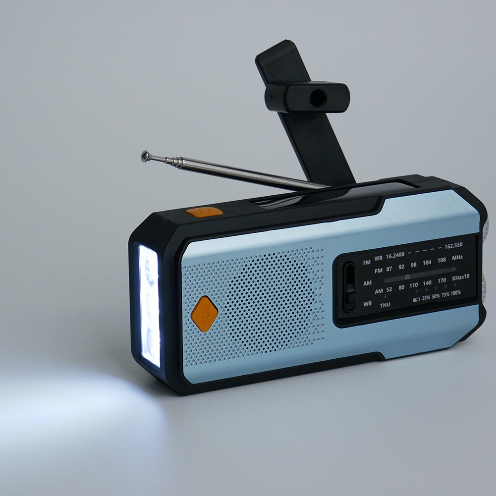 Emergency Hand Crank Radio 2000Mah Power Bank Phone Charger Am/Fm/Wb Noaa Portable Weather Radio Sos
