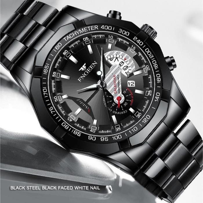 PROMO.. FNGEEN S001 JAM TANGAN PRIA ANTI AIR ORIGINAL 100% STAINLESS STEEL OLAHRAGA LUXURY QUARTZ