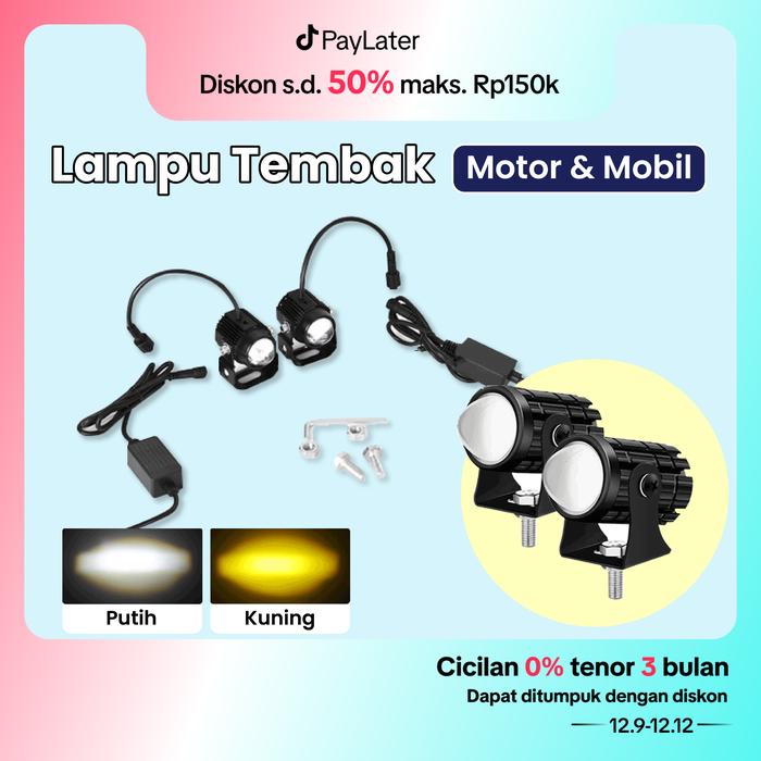 ZACRO Lampu Tembak Laser Motor Mobil PENGGERAK EKSTERNAL 2 Warna High Low Kuning Putih Waterproof