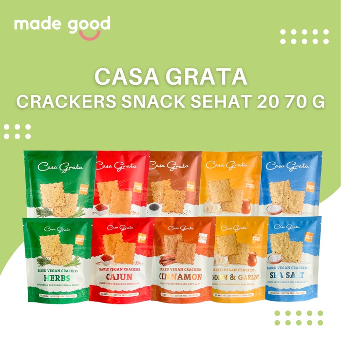 

Casa Grata Crackers Snack Sehat Sea Salt Herbs Sesame Chia 20 70 gram