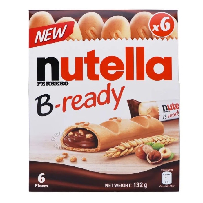 

Nutella B-Ready Bready Pack isi 6 FERRERO HALAL ITALY PROMO 132 Gram