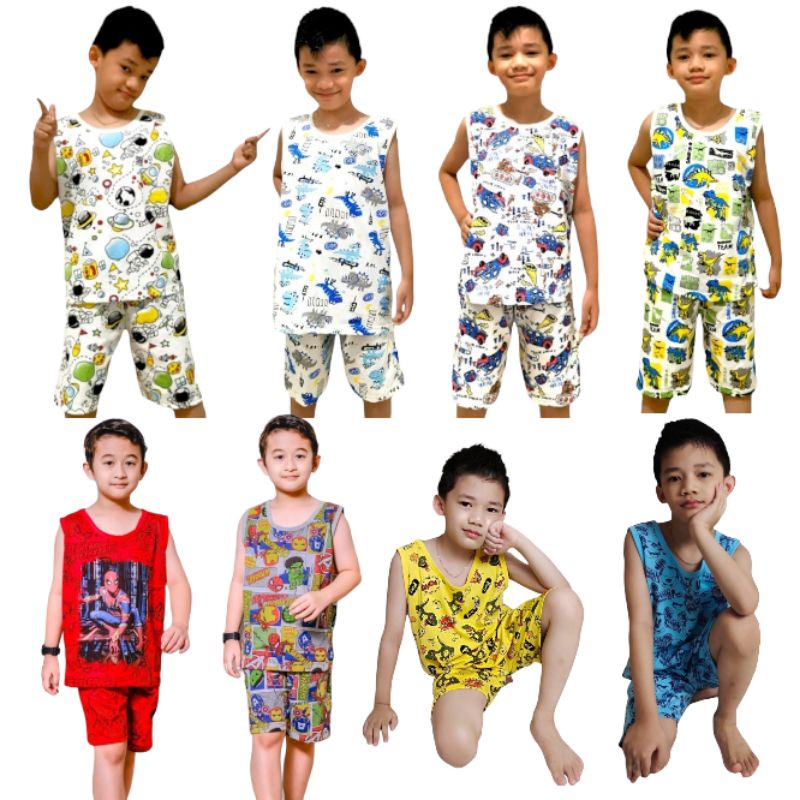 Promo Baju Anak Dino Roar-Setelan Singlet 1-12Tahun M-Vin Setelan Anak Laki Laki-Baju Anak Laki Laki