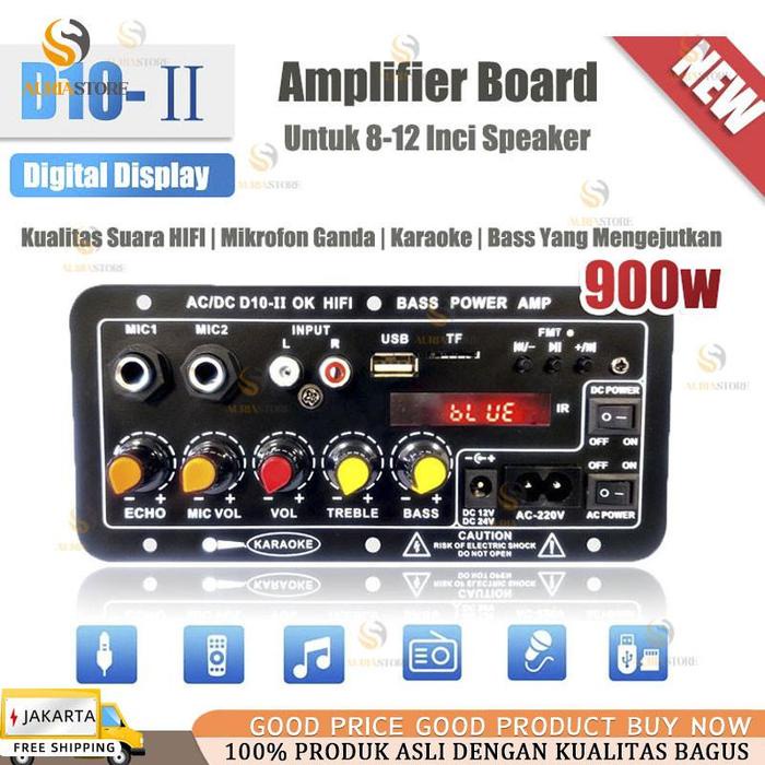 PREMIUM [Model Terbaru] D10 900W Amplifier Board Tampilan Digital Power Amplifier Board Untuk 8-12