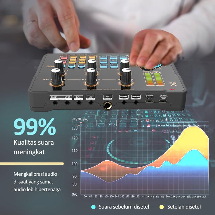 PREMIUM Bonkyo V80 Sound card Bluetooth Mixer Audio Langsung untuk Karaoke Langsung
