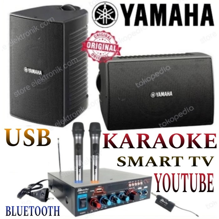 PREMIUM Karaoke Set Mini YAMAHA 6 Inch Ampli Karaoke Smart TV 2 Mic Wireless