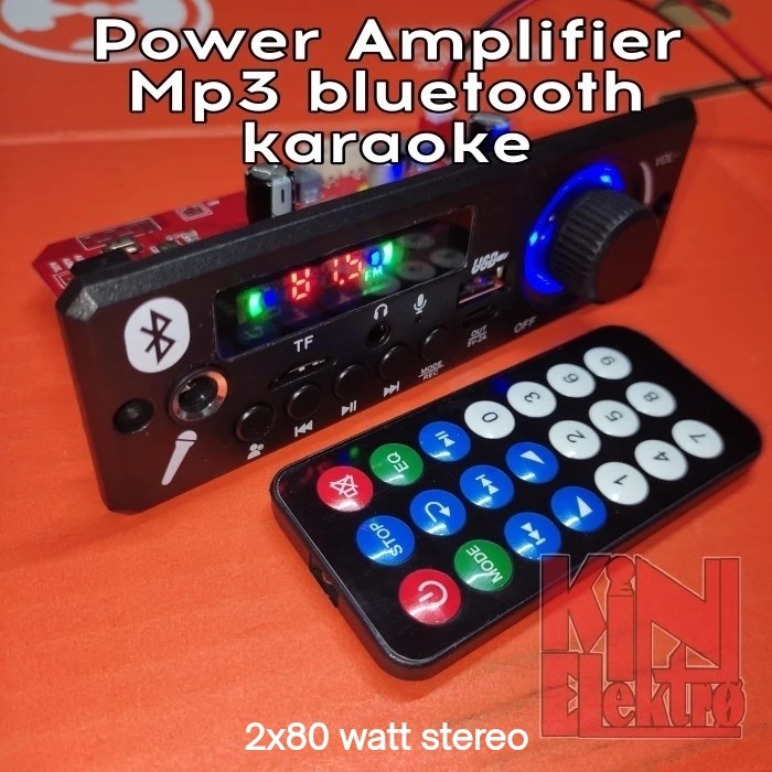 PREMIUM Modul mp3 bluetooth karaoke + amplifier class D 2x80 watt digital karaoke microphone echo