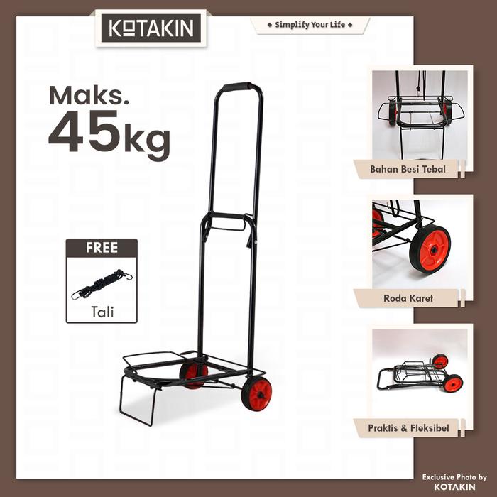 Kotakin Troli Lipat Besi Dorongan Pegangkut Barang Besar 45 Kg Luggage Carrier Trolley Serbaguna