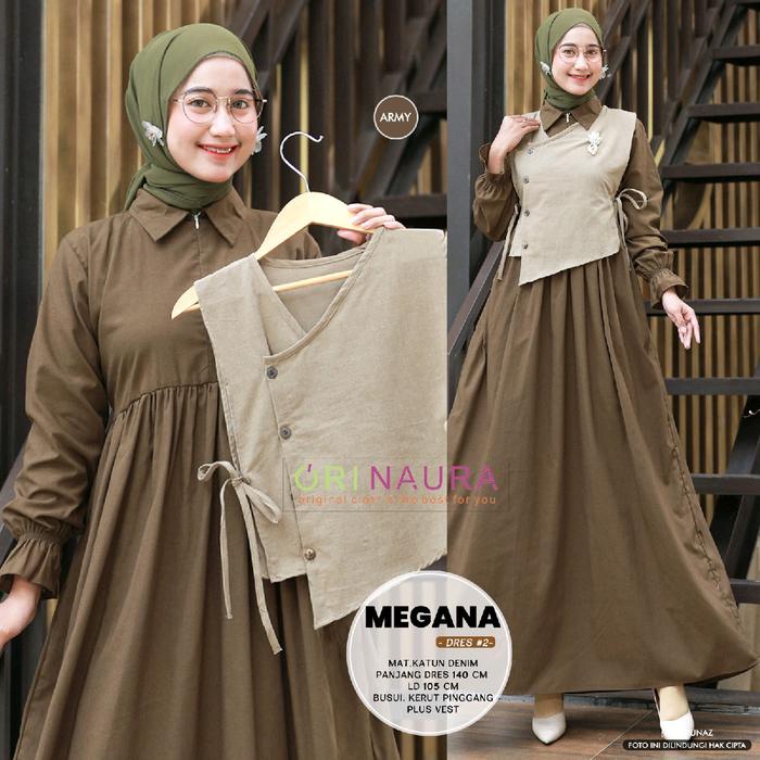 New Megana Dres #2 - Gamis Kekinian Dres Plus Outer Polos Bahan Viscose By Annaira.Id Muslim Katun