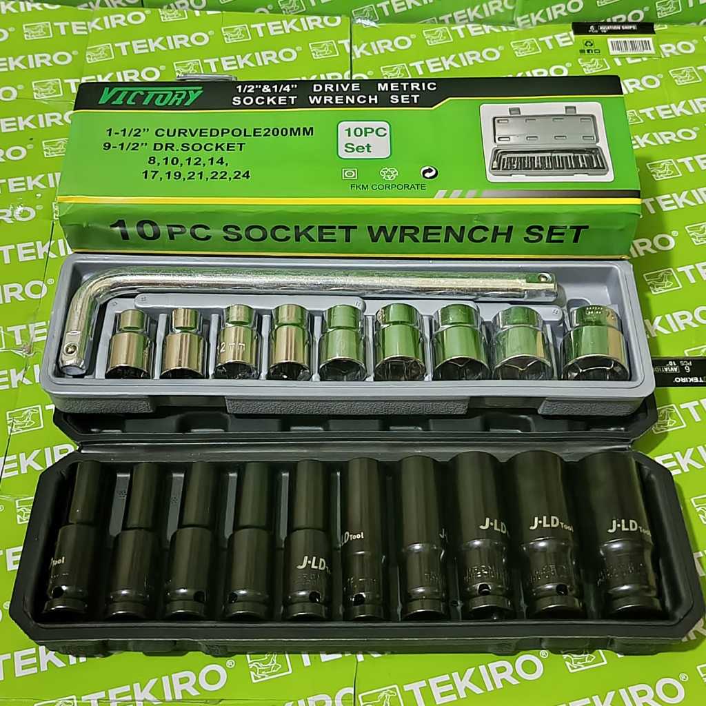 Kunci Sok Set Mata Kunci Impact Impact 8-24 mm / Sedia Juga Socket Set Mpact Tekiro Batrei 10Pcs 1/2