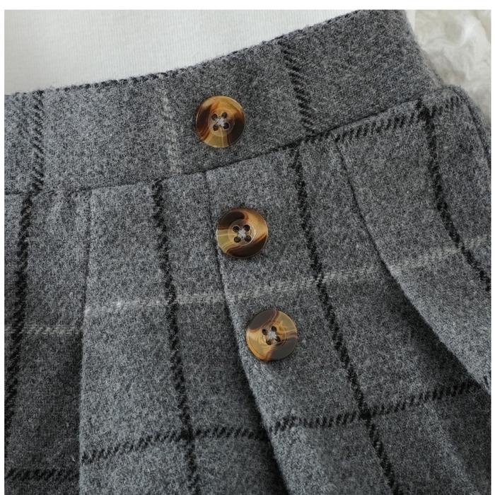 Kfo13-Setelan Set Anak Perempuan Blouse Crinkle + Rok Fanel Kotak2 High Quality