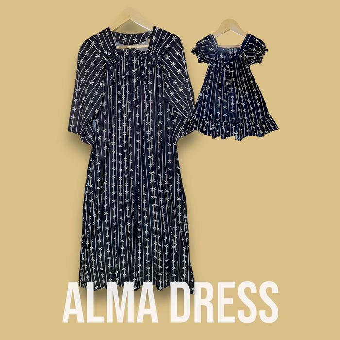 [Paket Couple Alma Dress] Daster Couple Ibu Anak Perempuan Mulai Bayi 4 Bulan - 8 Tahun Daster