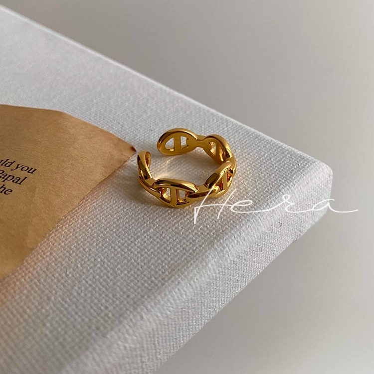 UM1 Cincin Rantai Hidung Babi Wanita Gold Plated 18K