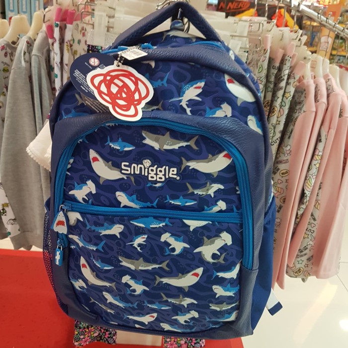 Tas ransel backpack Smiggle Original shark navy blue