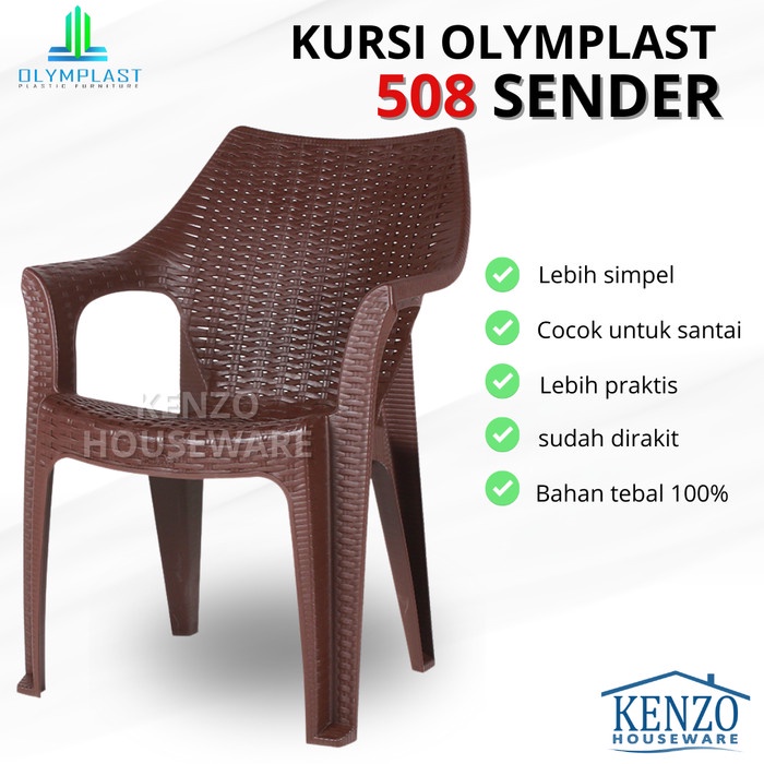 Terbaru Kursi Sender Plastik Rotan Bangku Santai Teras Tangan 508 Olymplast