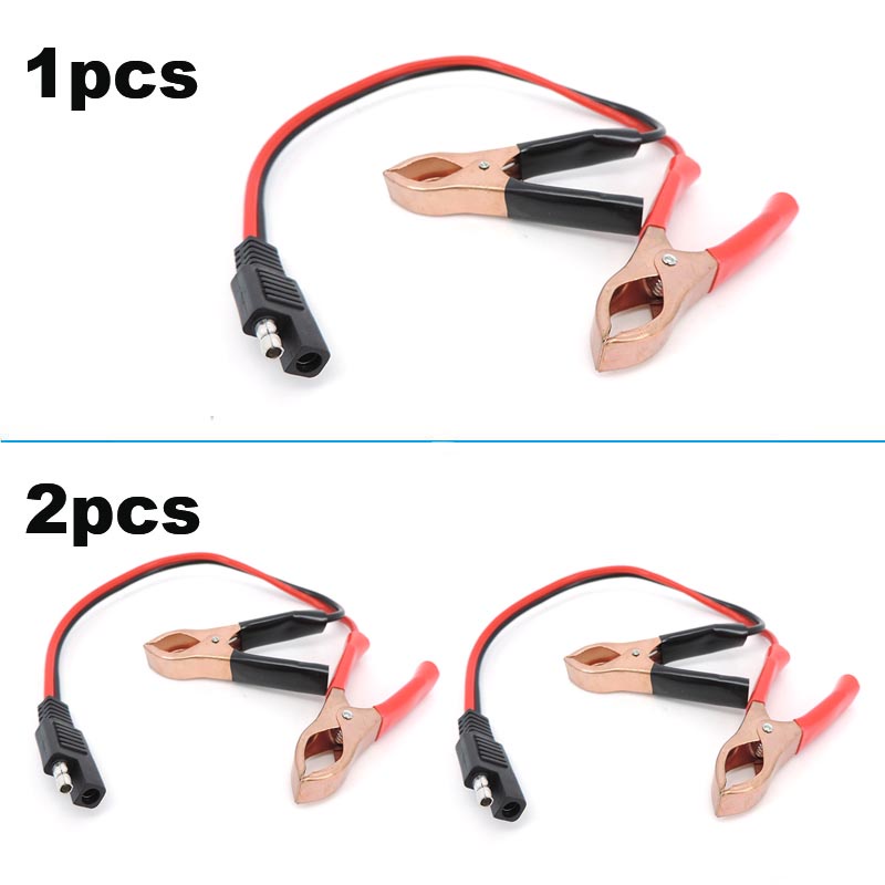 IMPORT 14AWG 36CM 2PIN SAE QUICK DISCONNECT PLUG TO BATTERY ALLIGATOR CLIPS CABLE CLAMPS CONNECTORS