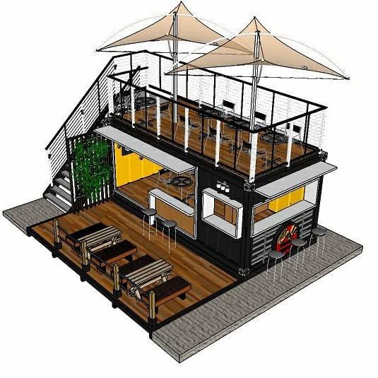 Booth Container cafe 2 lantai custom model