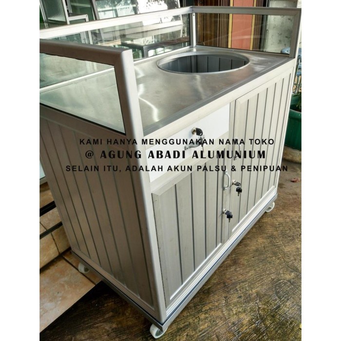 Etalase / Gerobak Alumunium Dagang Bakso / Bubur / Mie Ayam