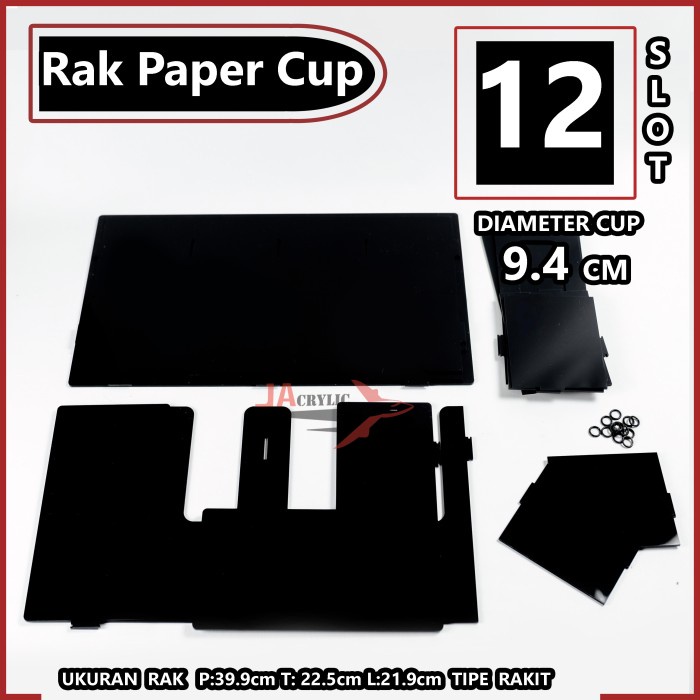 

KOMPLIT Rak Paper Cup Akrilik Complete / Organizer Paper Cup 12 Slot
