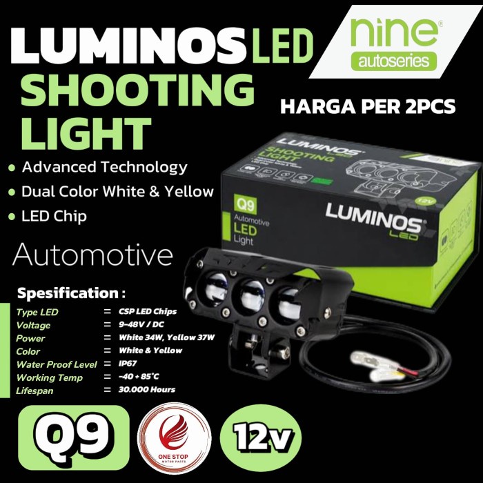 LAMPU SOROT LAMPU TEMBAK LASER Q9 LUMINOS UNTUK MOBIL DAN MOTOR