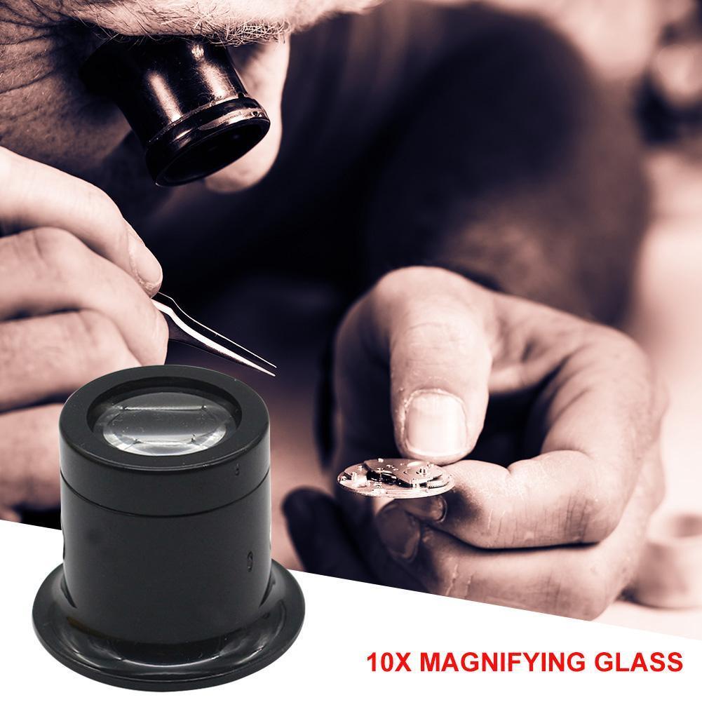 10X Eye Loupe Lens Monocular Magnifier Glass Portable Monocular Loupe Double Glass Magnifier Watch J