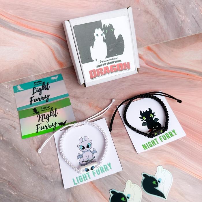 

TERUJI Gelang Couple Night Fury & Light Fury Bracelets Manik Tali Akrilik