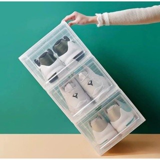 

TERUJI Kotak Rak Sepatu Full Akrilik Lipat Transparan Kotak Sepatu Serbaguna