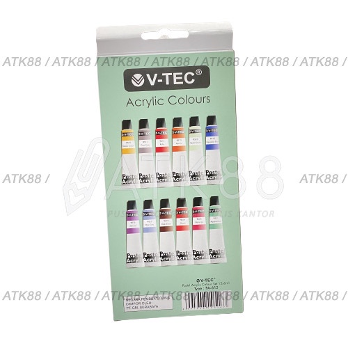 

OBRAL Cat Acrylic Pastel Colour VTEC Cat Akrilik 12 Warna 6ml V-Tec