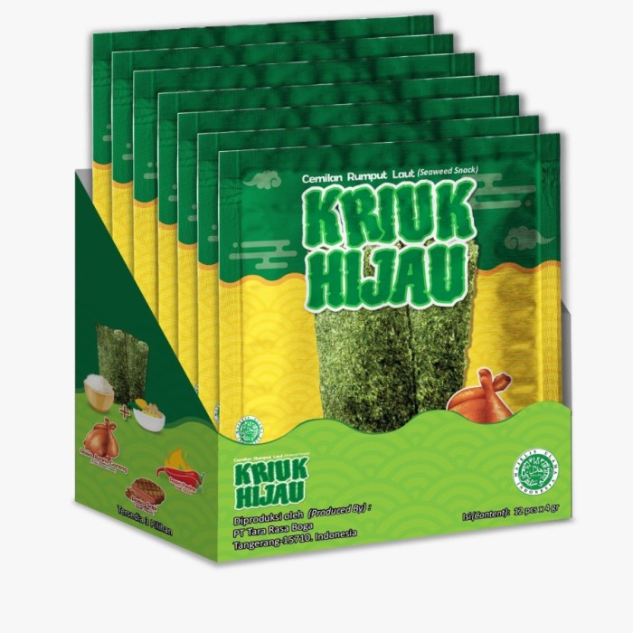 

JTTOP" RUMPUT LAUT KRIUK HIJAU 1 BOX ISI 12 SACHET