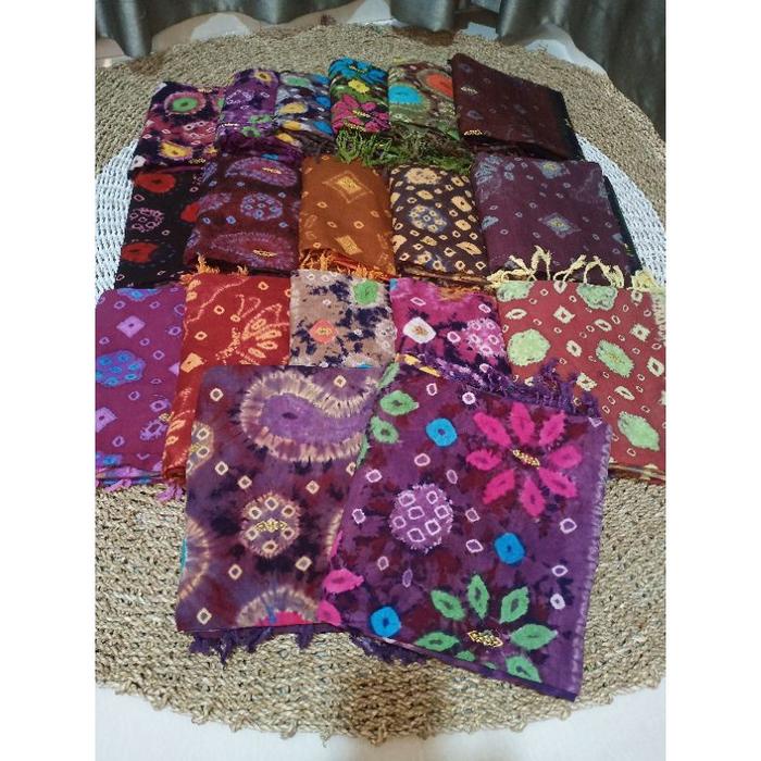 Promo Kamen Bali / Blongket Jumputan Tretes Handmade Palembang Set Selendang Endek Bali Endek