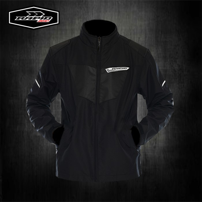 Jaket Motor Rapid Blackhawk Full Black Hitam Kombinasi Bahan Carbon