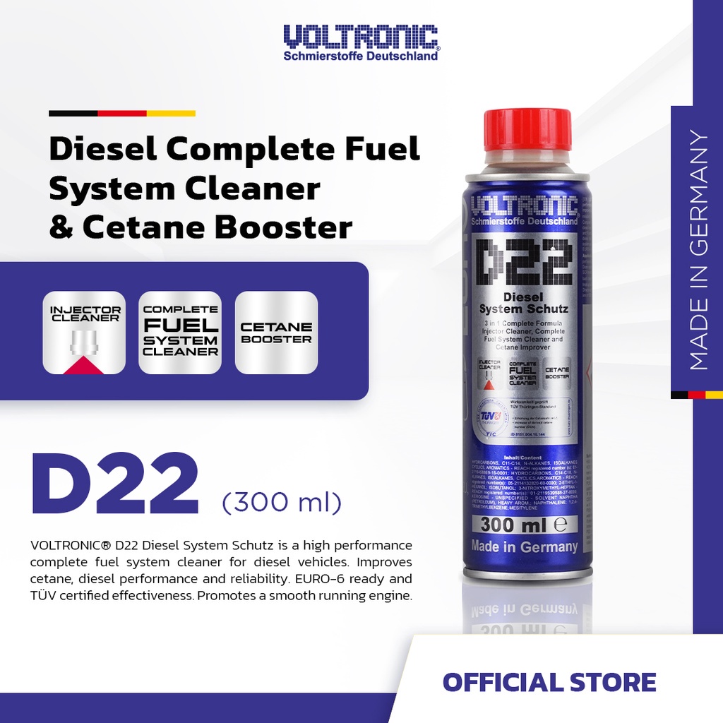 VOLTRONIC D22 - CETANE BOOSTER & Diesel Complete Fuel System Cleaner; Injector, DPF, SCR, SRDI