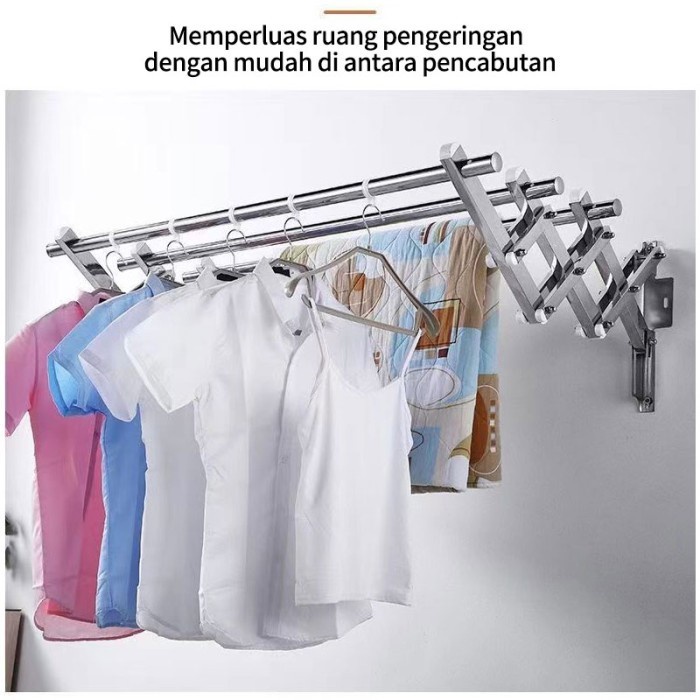 Promo Terbatas (Cod)Jemuran Dinding Lipat Stainless Jemuran Baju Dinding Jemuran Pakaian Dinding