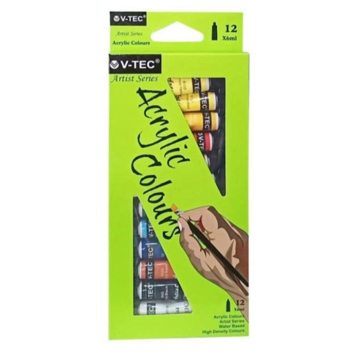 

OBRAL Cat Akrilik Set 12 & 18 Warna / V-Tec Cat Lukis Kanvas Acrylic Colour 18x6ml 12x6ml V-Tec