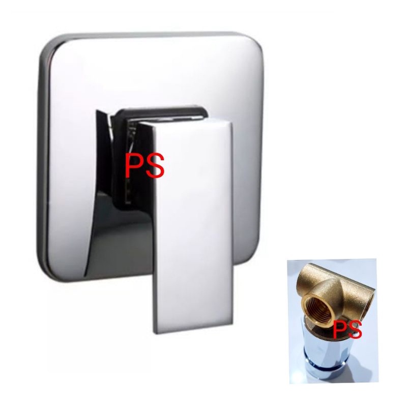 Stop kran tanam Kuningan Panas Dingin / Keran shower cabang Tiga / Kran mixer