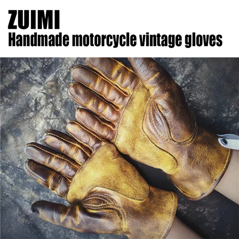 SALE Genuine Leather Motorcycle Gloves Retro Motocross Vintage Riding Biker Moto Gloves Motorbike Fu