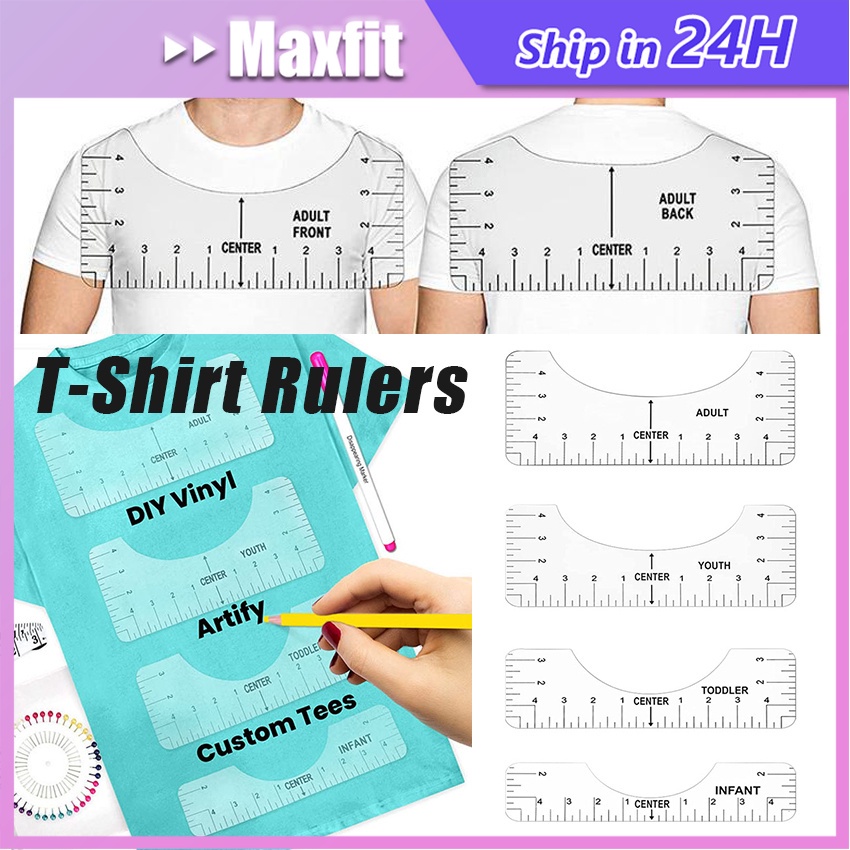 

8Pcs T-Shirt Ruler Transparent Penggaris Ziegel Penggaris Kaos Untuk Sablon V Neck T-Shirt Alignment