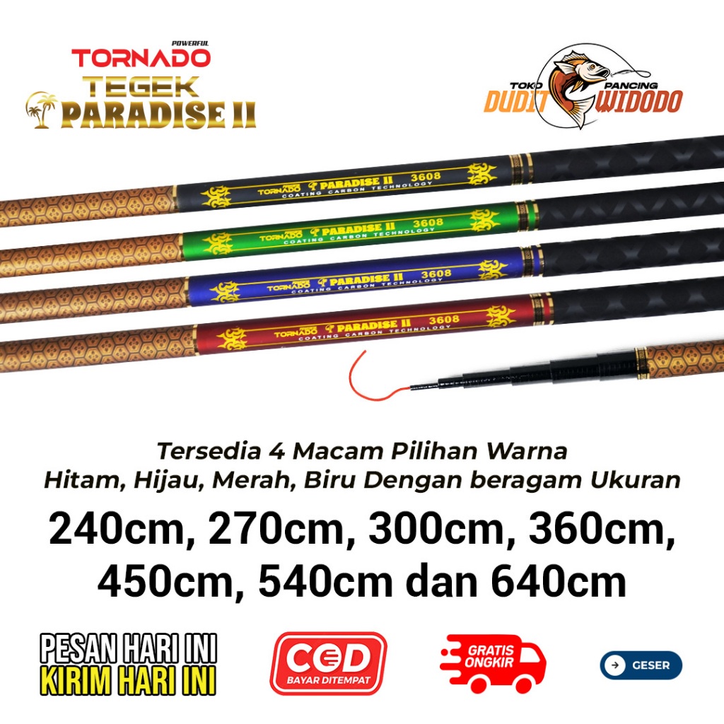 Paradise Tegek Pancing Fiber Coating Carbon By Dudit Widodo Tegek Paradise II Anti Slip 240cm 270cm