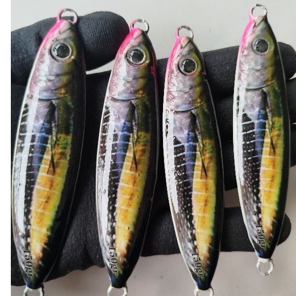 Metal jig 3D motif ikan asli full GID menyala terang 30 s/d 100 gram