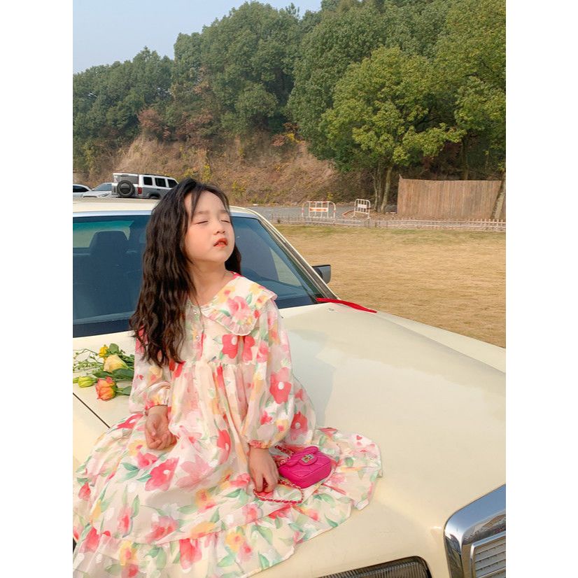 Grosir Adellia Dress/Dress Anak Perempuan Import/Dress Pantai Anak Motif Bunga Color/Gaun Anak Model