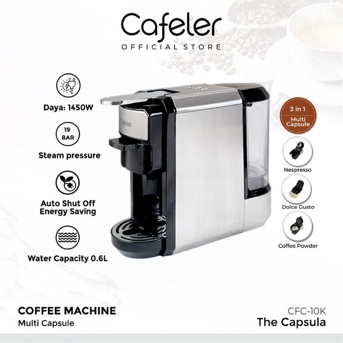 Cafeler Mesin Kopi Multi Kapsul 3IN1 / Capsule Coffee Maker 19Bar