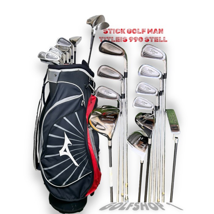 Stick Golf Man Titleis 990 Shaft Stell Flek Reguler Fullset Bag Golf Second Original