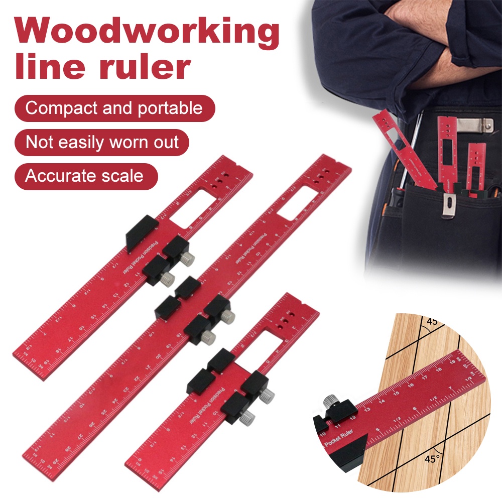 16/20/30mm T-Type Scribing Ruler Positioning Ruler Woodworking Ruler Metal Slide Ruler Inch and Metr