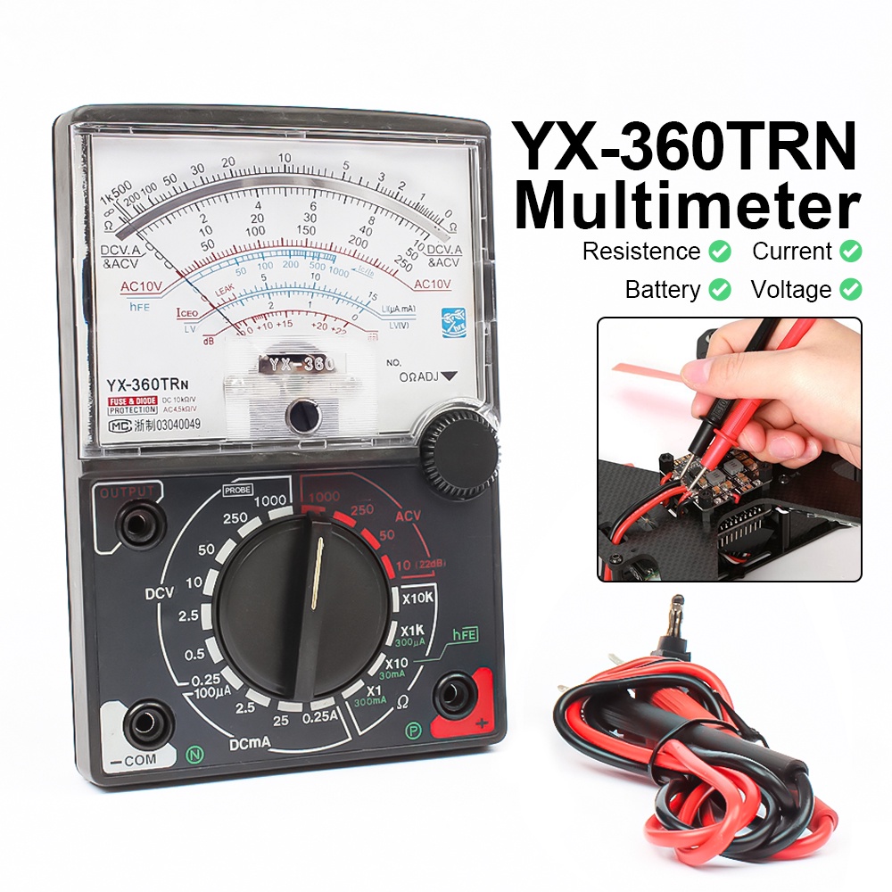 YX-360TRN Analog Multimeter Tool DC/AC 1000V Voltmeter 250mA Ammeter 10K Resistance Meter Voltage Cu