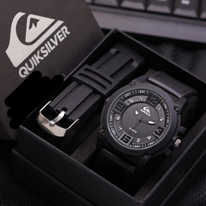 Jam Tangan Pria Tali Kulit Quiksilver Free Strap Rubber + Box Jam Tangan