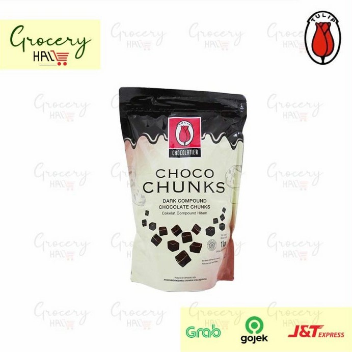 

TULIP CHOCO CHUNKS 1 KG - DARK CHOCO CUBES - COKLAT KUBUS