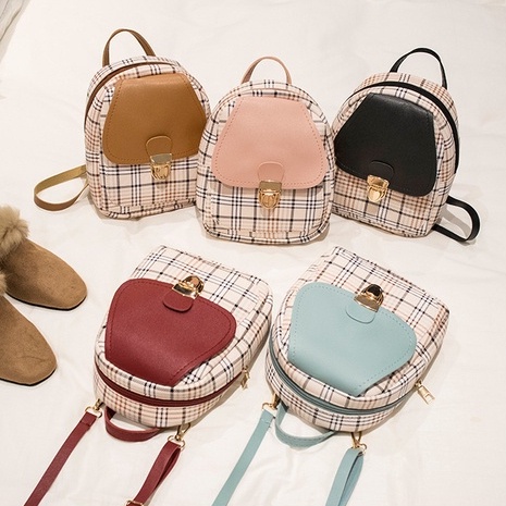 Tas Ransel Fashion Wanita Jahitan Kotak-Kotak korea/ Tas Baru/ Tas Sekolah Portabel/ Tas Import