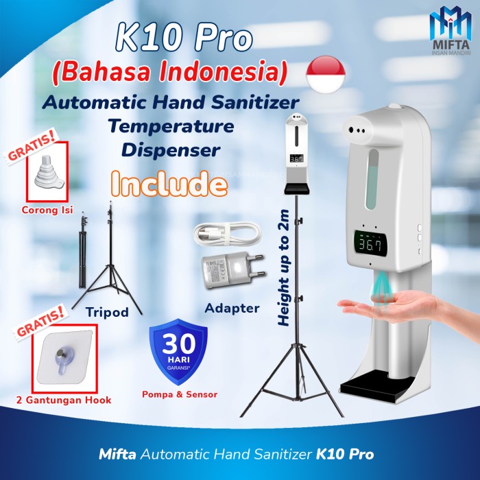 Ready K10 PRO INFRARED THERMOMETER 2 IN 1 HAND SANITIZER OTOMATIS / K10 PRO